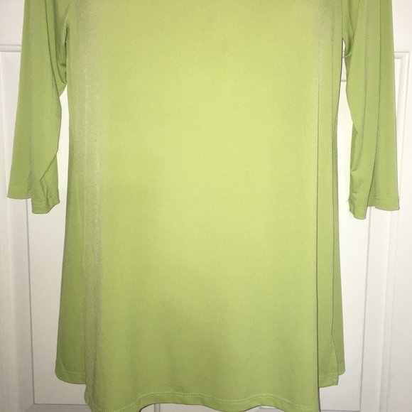 SLINKY BRAND 3/4 Length Sleeve Lime Green Knit Tunic Top Size Medium - Picture 3 of 5